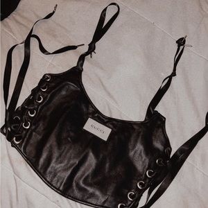 REWORKED GUCCI LEATHER CORSET TOP
